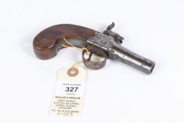 A 54 bore percussion boxlock pocket pistol, by Moore, c 1820, 5¾" overall, turn off barrel 1¾"; B'