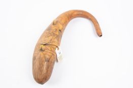 A curious carved horn, has design of Napoleon, foliage and Ajaccio. GC (Ajaccio was Napoleon's