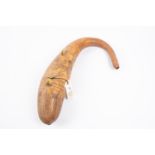 A curious carved horn, has design of Napoleon, foliage and Ajaccio. GC (Ajaccio was Napoleon's