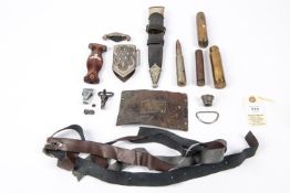 Parts for Third Reich daggers, comprising SS sheath with vertical hanging strap, top mount for RAD