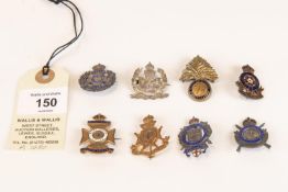Eight various sweetheart brooches to London Regiments: 2nd City of London, RF (brass and enamel),
