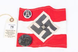 A Third Reich Hitler Youth Armband, a HJ shooting badge and a similar Day badge. GC £50-60