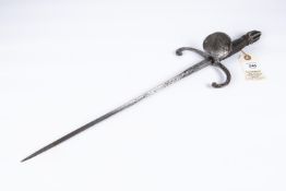 A well aged 19th century copy of a 17th century left hand dagger, triangular section stiletto