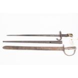 A relic Baker rifle type of sword bayonet, also a Gras bayonet in similar condition. £20-30