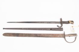 A relic Baker rifle type of sword bayonet, also a Gras bayonet in similar condition. £20-30