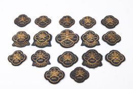 18 gold bullion embroidered on blue/grey cloth RAF Shooting Team arm badges, dated between 1926