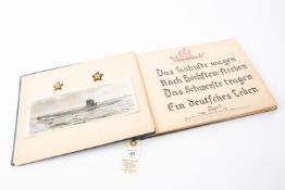 A Third Reich album of sketches by a U boat crewman, includes photo of U boat and signed letter from