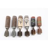 6 WWII etc 2" mortar bombs, all minus detonator fuse front section. GC (6) £30-40 Buyer collects