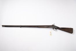 An American 14 bore (approx .68") 3 band rifled percussion musket, 57" overall, barrel 41½?, with