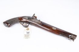 A mid 19th century 24 bore percussion target pistol, 14¾" overall, sighted octagonal barrel 9¼" with