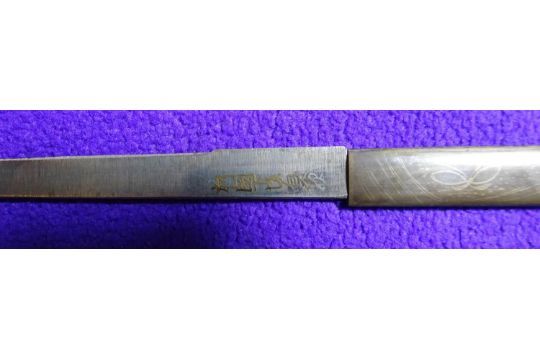 An O Tanto , with blade showing bonji and ken grooves, thin suguha hamon and tang with Kinisan - Image 3 of 11
