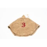 A WWI Imperial German fabric cover for an ORs pickelhaube, red regimental figure "3" on front. GC £