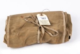 A WWII RAF Medical officers field instrument kit, comprising a khaki linen container marked "