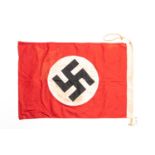A Third Reich party flag, 100cm x 55cm, central motif of swastika panel, GC £50-60