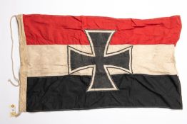 An Imperial German naval flag, stitched design of Iron Cross centre piece, 34" x 22", marked