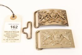 An officer's waist belt plate of the 1st City of London Engineers, with clasp; and a similar ORs
