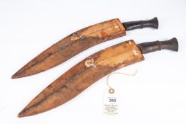 A WWI period military style kukri, blade 12" with two partly erased serial numbers (368 and