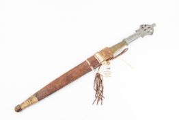 A 20th century North African (Sudan or Abyssinia ") short sword, leaf shaped DE blade 15½", the hilt