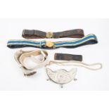 An RAF ORs buff leather waistbelt c 1930, with brass clasp; another black leather similar. A Post