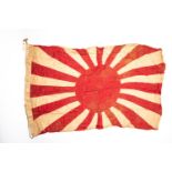 A WWII Japanese Rising Sun flag, printed construction, 55" x 36". GC £50-60