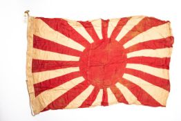A WWII Japanese Rising Sun flag, printed construction, 55" x 36". GC £50-60