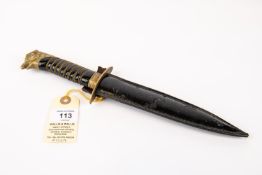 An Italian Fascist GIL leader's dagger, poor quality DE blade 6½", the brass hilt with oval