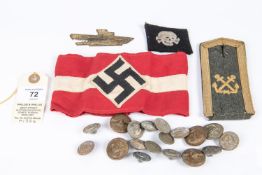 Third Reich insignia: Hitler Youth linen armband with applied woven insignia, Marine Artillery Petty