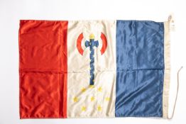 A printed Vichy France Fascist flag, 3' x 2', marked "Nice 1943". GC £65-70