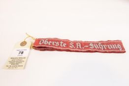 A Third Reich Oberste SA Fuhrung, alloy embroidered cuff title. GC £85-100