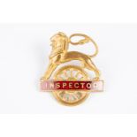 British Railways (Midland Region) INSPECTOR cap badge. Brass and red enamel lion over wheel, with