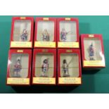 7 Britains 'Museum Collection' Black Watch Highlanders. 1740's (10000), Crimean War 1854 (10001),