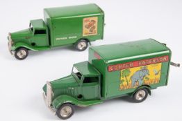 2 Tri-ang Minic clockwork delivery vans. Southern Railway van (82M). In mid green livery, with