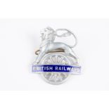 British Railways (Eastern Region) BRITISH RAILWAYS cap badge. Chrome and blue enamel lion over