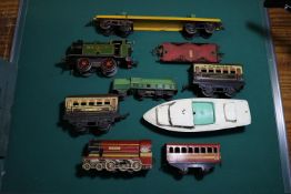 7x items of tinplate railway, etc. Including; a Hornby O gauge Southern M3 0-4-0T locomotive, 126,