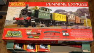 6x Hornby OO gauge items. A Pennine Express train set (R1158) comprising L&YR 0-4-0T locomotive,