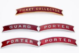 5x British Railways (Midland Region) fishtail style cap badges by Fattorini & Sons, etc (4