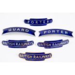 6x British Railways (Western Region) totem and fishtail style cap badges by Gaunt, etc (one