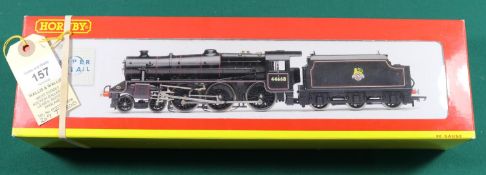 A Hornby '00' gauge BR class 5MT 4-6-0 Tender Locomotive RN 44668. In lined black livery. Boxed,