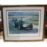 3x Motor Racing framed prints by Michael Turner. '1952 Goodwood Success' showing BRMs at