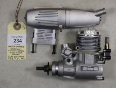 O.S. model aircraft engine for radio controlled aircraft. Model No. MAX 46AX /15480, complete with