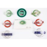 8x London Transport bus related enamel cap badges by Gaunt, Dingley, etc. 2x Tram & Trolleybus staff