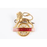 British Railways (Midland Region) INSPECTOR cap badge. Brass and red enamel lion over wheel, with