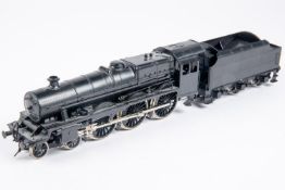 An OO gauge brass LMS Class 5 'Black Five' 4-6-0 tender locomotive in unlined black. A very well
