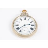 A nickel cased LMS guard's pocket watch. Stamped to reverse 'L.M.S. 13029'. Fitted with an