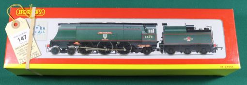A Hornby '00' gauge British Railways West Country class 4-6-2 Tender Locomotive 'Weymouth' 34091 (
