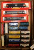 Quantity of OO gauge railway including Hornby. 3 boxed diesel freight/passenger locomotives- Class