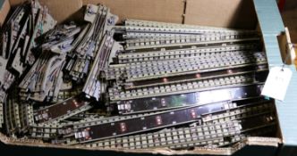 A large quantity of Hornby Dublo 3-rail track sections in excellent clean condition. Including;
