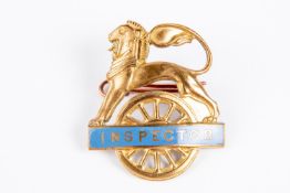 British Railways (Scottish Region) INSPECTOR cap badge. Brass and blue enamel lion over wheel,