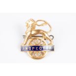 British Railways (Eastern Region) INSPECTOR cap badge. Brass and blue enamel lion over wheel, with 2