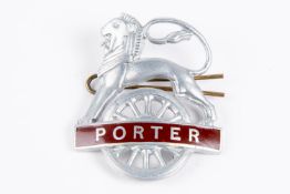 British Railways (Western Region) PORTER cap badge. Satin chrome and brown enamel lion over wheel,